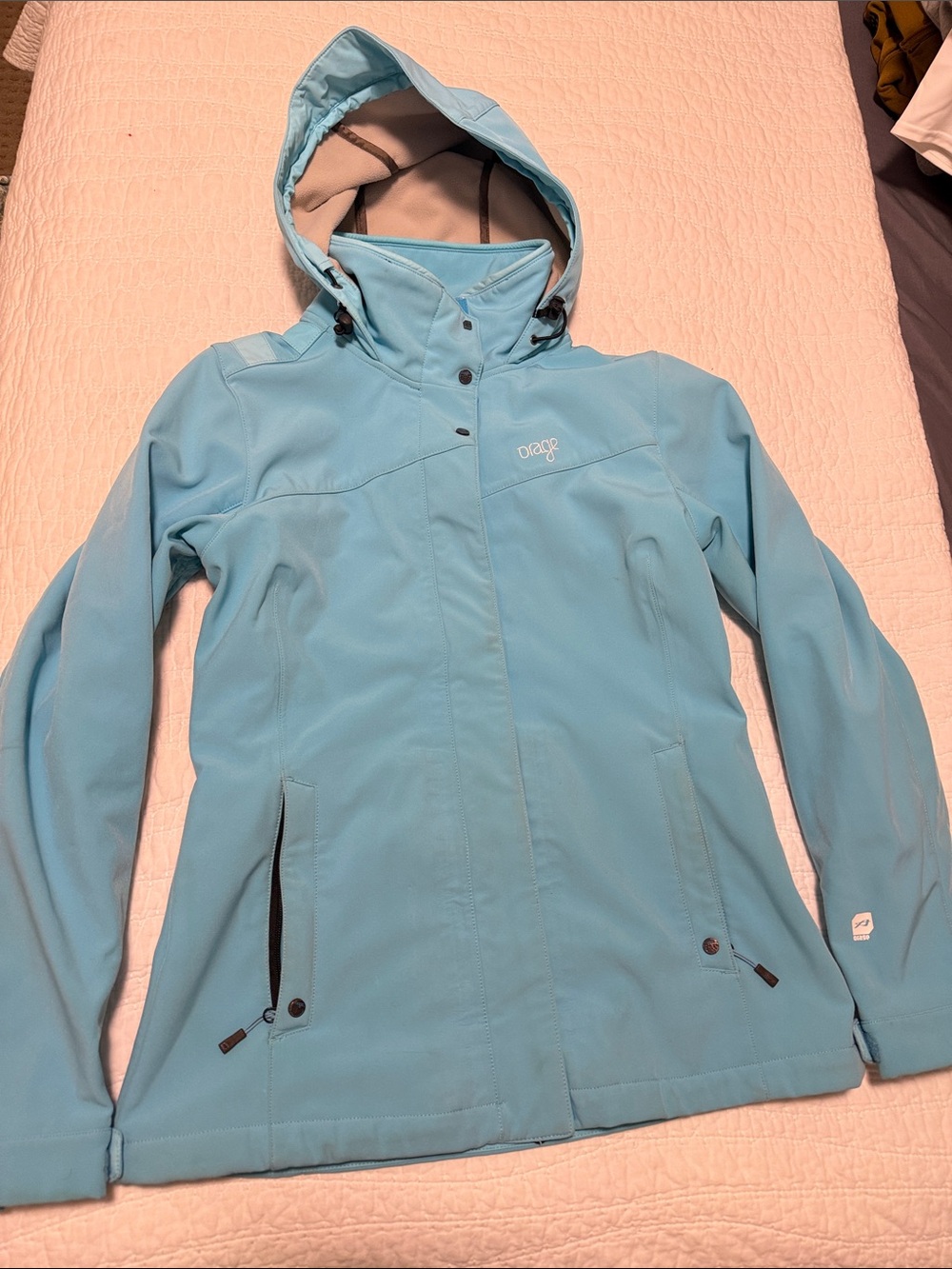 Orage Women's Light Blue Hooded Ski Softshell Jacket